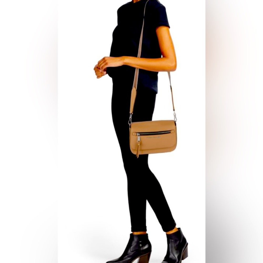 Marc Jacobs Mini Leather Saddle Crossbody in Smoked Almond